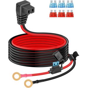 14AWG 12V O-Ring Terminal Refrigerator Cable 15A/10A Fuse for Portable Fridge/Camping Coolers ((1.5m/5 Feet) - Neuf