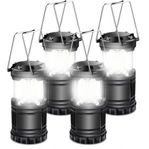 Lot De 4 Lanternes De Camping Led, Lanternes Led Compactes &Agrave; Piles, Adapt&eacute;es Aux Ouragans. - Neuf