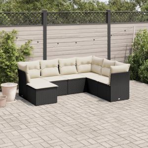 Prolenta Premium - Salon De Jardin 7 Pcs Avec Coussins Noir R&eacute;sine Tress&eacute;e - Neuf