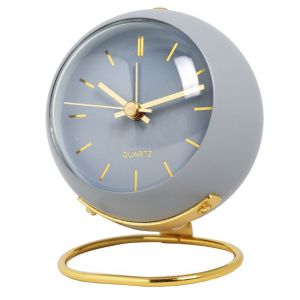 réveil européen en métal bleu, horloge silencieuse de bureau, de chevet, pour étudiant - Neuf