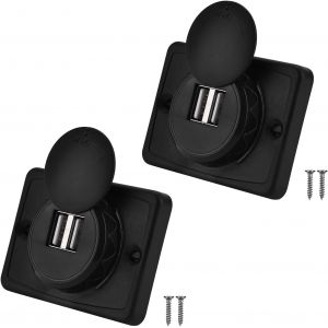 Prise Usb 12V/24V, Chargeur Usbs Voiture 3.1A Encastrable Camping Car Voiture Double Prise Voiture Double Abs Port Usb Prise De Chargeur Prise Pour Voiture Marine Camion Suv Rv Camping Car (Noir*2) - Neuf