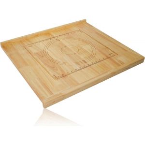 Planche À Découper 2 En 1 - 60 X 50 X 3 Cm - En Bois De Caoutchouc 100 % Naturel - Marquages De Mesure Sur Le Devant - Grande Surface De Travail - Planche De Cuisine Avec Bord D'arrêt - - Neuf