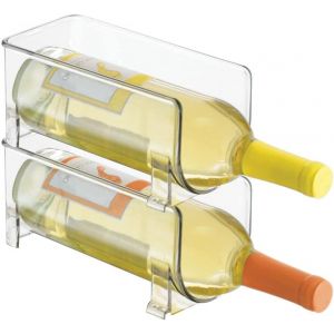 Lot de 2 Supports Plastiques Empilables pour Bouteilles de Vin, Soda ou Boissons - &Eacute;tag&egrave;re Transparente et Robuste pour Rangement Polyvalent - 30 cm de Hauteur par Niveau - Neuf