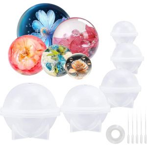 5 Tailles Moule Silicone Sphere Resine, Moule Sph&egrave;re Resine Epoxy, Moule Silicone Boule Resine Epoxy, Sphere Pour Fabrication De Bijoux Pendentif Artisanaux (A) - Neuf