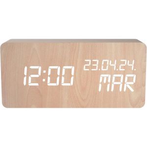 KAL-Wood Réveil Thermomètre - Bois Naturel - Neuf