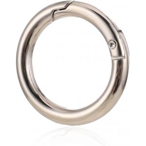 Checarzhn--No1-Lot De 4 Petits Mousquetons Ronds En Acier Inoxydable - Anneaux Fendus À Ressort - Mousquetons En Acier Inoxydable - Pour Porte-Clés, Sac À Dos, Pendentif (Argenté) - Neuf