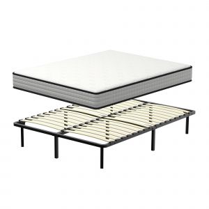 Ensemble Matelas en mousse + Sommier &agrave; Lattes 140x190cm, Epaisseur du Matelas 22cm - Neuf