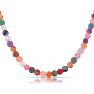 Kal-Collier De Perles Color&eacute;es Pour Femme En Pierres V&eacute;ritables Avec Grain De Serpent Bijou Boho 40 + 5 Cm De Longueur - Neuf