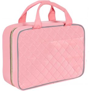 KALANKA-Trousse de Toilette Voyage Femme et Homme,Grande Capacité Sac de Toilette Makeup Trousse de Maquillage Sac Cosmétique Organisateur Transparente avec Crochet (Rose, Moyen) - Neuf