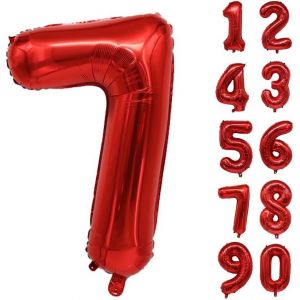 SJZG-Ballon Géant En Aluminium En Forme De Chiffre Pour Décoration De Fête D'Anniversaire, Nouvel An, Fête Prénatale, Anniversaire De Mariage - 81,3 Cm (Rouge, 7) - Neuf