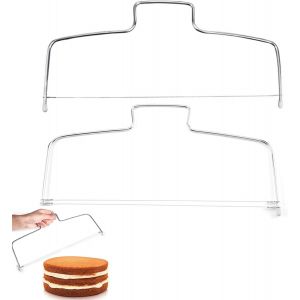 2 Pi&egrave;ces Coupe-G&acirc;teau &Agrave; Fil En Acier Inoxydable 32 Cm,Coupe Genoise Patisserie,D&eacute;coupe Gateau Layer Cake,Coupe Gateau Patisserie Reglable,Coupe Gateau Fil Avec Lignes Simples Et Double - Neuf