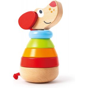 JGD-Anneaux Empilables pour B&eacute;b&eacute; Chien - Jouet en Bois Enfant 12 mois plus - Anneaux Multicolores - &Eacute;veil pour Enfant Couleurs, Compter, Motricit&eacute;, Coordination - Fille & Gar&ccedil;on - Neuf