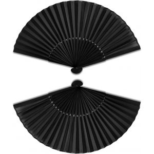 MEVRONISSHOP-2 Pi&eacute;ces &Eacute;ventails Pliants,noir ventilateur pliant ventilateur pliant Palm Fan ventilateur pliant ventilateur chinois pour danse, f&ecirc;te, cadeau de mariage, d&eacute;coration DIY, d&eacute;coration &agrave; la - Neuf