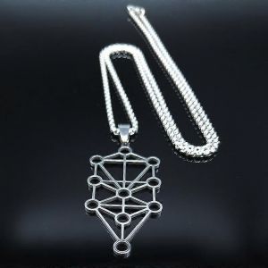 7 Chakra Reiki Gu&eacute;rison &Eacute;quilibre Acier Inoxydable Colliers Kabbale Arbre De Vie Collier Juif Pour Femmes Bijoux N3009s02 - Neuf