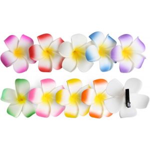 Kalvd-Lot De 20 Plumeria Fleur Fleur Clip &Agrave; Cheveux Clips,Pour Filles Femmes F&ecirc;te De Mariage Piscine Vacances Artificielle Mousse Fleurs - Neuf