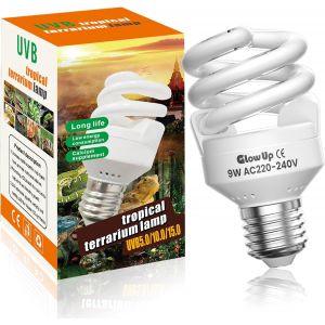 9w Ampoule Uvb 5.0 E27 Lampe Uva Uvb Tortue Ac 220-240v Mini Uva Uvb Tortue Ampoule Fluorescente Pour Quarium, R&eacute;cipient En Verre, Nourrisseur, Tortue, Serpent, L&eacute;zard, Etc (1pcs) - Neuf