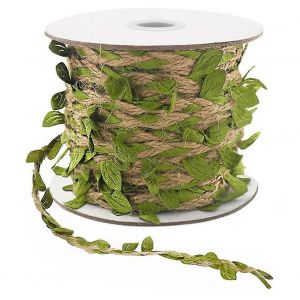 Ficelle Naturelle 5mm Ficelle De Toile De Jute Avec Ficelle De Feuilles Artificielles Pour Bricolage Emballage Cadeau Jardin De Mariage ( - Neuf