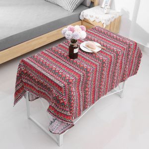 Hjlian Nappe En Coton Et Lin, Protection De Table Pour Salle A Manger, Cuisine, Decoration Rouge, 140 X 140 Cm - Neuf