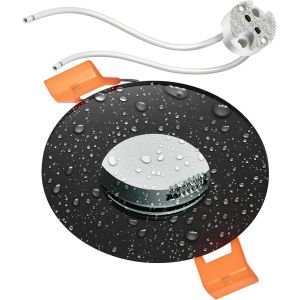 KAL-Cadre De Plafond Pour Salle De Bain Erid, Pièce Humide, Salle De Bain, Ip44, Rond, Noir Mat, Douille Gu5.3 Incluse - Neuf