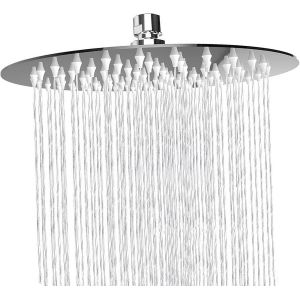 KAL-Pommeau De Douche À Effet Pluie, Pommeau De Douche À Effet Pluie Haute Pression En Acier Inoxydable, Douche Cascade De Salle De Bain, Support Mural Et Plafond Universel (20Cm Chromée) - Neuf