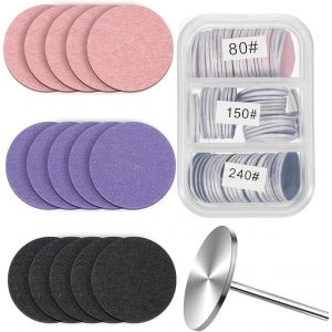 60pcs Rinder Papier De Verre Disque Abrasif Outil,Outil De P&eacute;dicure Papier De Verre,Gp&eacute;dicure Disques Abrasifs Papier Pour Enlever Les Callosit&eacute;s Peau Morte(Jaune, Blanc, Rose)(80#150#240#) - Neuf