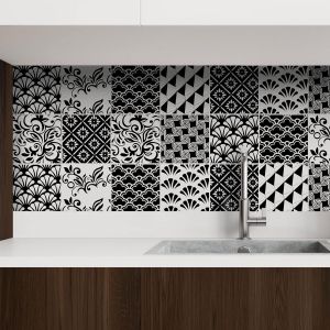 Eryi-32 X Feuilles Mural Stickers Carrelage 2d Imperméables Carreau De Ciment Adhesif, Autocollants Carreaux Dosseret Pour Cuisine, Salle De Bain La Décoration À La Maison / 10 X 10 Cm / T1021 - Neuf