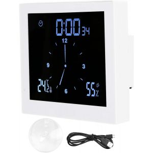 Horloge de Salle de Bain, Horloge de Salle de Bain Numérique Horloges Murales avec Affichage LED Horloge de Douche étanche Horloge de Salle de Bain avec Fonction Humidité, Température,(blanche) - Neuf