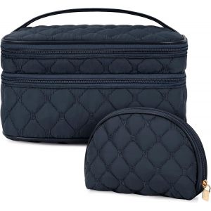MAA-Trousse de Toilette Femme 2 Couche Trousse à Maquillage Imperméable Trousse de Toilette Sac à Cosmétiques Grande Capacité 2 Pièces - Neuf