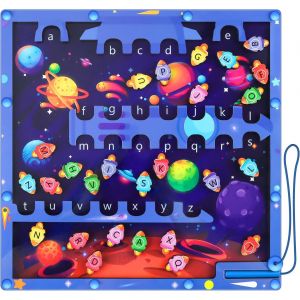 KAL-Labyrinthe Alphabétique Magnétique, Jouets Alphabétiques En Bois, Jouets De Motricité Fine, Jouets D'Apprentissage, Puzzles Alphabétiques Magnétiques Pour Garçons, Filles Et Enfants En Bas Âge. - Neuf
