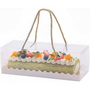 Jexnovashop-Lot De 10 Grandes Bo&icirc;tes &Agrave; G&acirc;teau Rectangulaires Transparentes Avec Poign&eacute;e Pour G&acirc;teau, Boulangerie, F&ecirc;te, No&euml;l Et Mariage - 27,5 X 11 X 9,5 Cm - Neuf