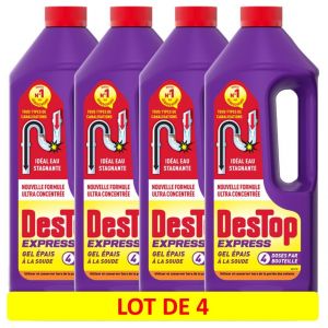 DESTOP Lot de 4 Gels D&eacute;boucheur Canalisation Express - 4 Doses par Flacon 950ml - Neuf