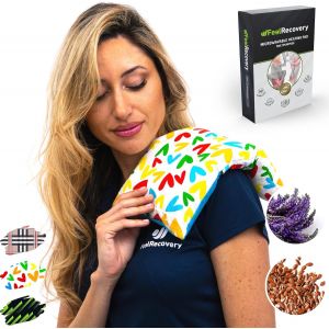 Bouillotte S&egrave;che Graines de Lin - Coussin Chauffant Micro Onde contre Douleur Musculaire (35x18 cm) - Compresse Chauffante de Graines Aromatiques - Housse Lavable, 100% Coton et Odeur de Lavande - Neuf