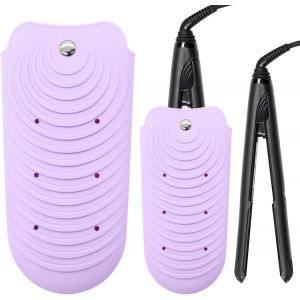 Kal-Pochette En Silicone Résistante À La Chaleur, Tapis Chauffant Pour Fer À Friser, Fer À Lisser, Fer Plat Et Outils Pour Cheveux Chauds (Violet, L) - Neuf