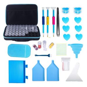 Boîtes De Rangement Pour Peinture Diamant, 60 Emplacements, Bocaux Antichoc Pour Bijoux, Perles, Bagues, Breloques, Strass, Outils De Dessin Diamant, Plateau À Stylos (Bleu, D) - Neuf