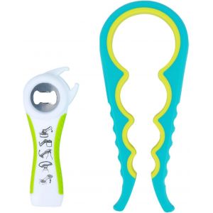Ouvre-Boîte Manuel, Ouvre-Boîte Multifonction 5 En 1, Ustensile De Cuisine Multifonction, Ouvre-Bouteille, Ouvre-Boîte Facile Pour Les Mains, L'arthrite, Les Personnes Âgées, Les Femmes (Vert) - Neuf