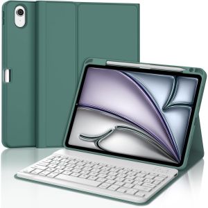 Clavier pour iPad Air 11"" M3/M2 2025/2024, AZERTY Français Bluetooth Magnétique Détachable pour iPad Air 11 Pouces M2/M3 2024/2025, Vert foncé - Neuf