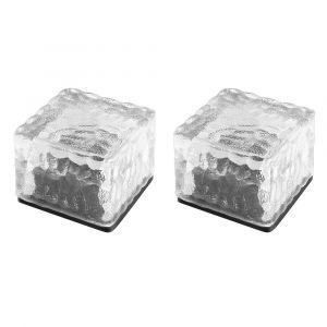 Lot De 2 Lampes Solaires Led En Forme De Gla&ccedil;on Pour Jardin, All&eacute;e Et Ext&eacute;rieur - Blanches - Neuf