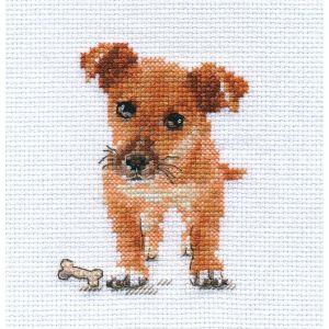 Kit Point De Croix Compt&eacute; "Chien" 8x9 Cm - Neuf