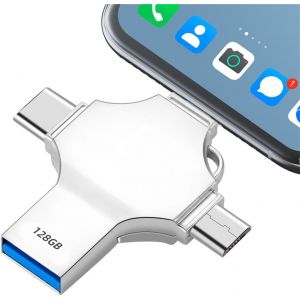 Clé USB 128GB 4 en 1 Alto Volume Clef USB 3.0 128GB Cles Mémoire Portatile USB Drive pourComputer/Phone/PC/Tablette/Vidéo - Neuf