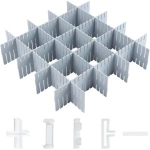 Eryi-Organisateur De Tiroir Separateur Tiroirs 16pcs Séparateurs De Tiroir Ajustables Pour Fournitures De Bureau, Chambre À Coucher, Cuisine, Ustensiles De Maquillage (Gris) - Neuf