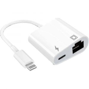 Adaptateur Lightning vers Ethernet,[compatible avec certifié Apple Mfi] Adaptateur réseau LAN Ethernet 2 en 1 Rj45 avec port de charge,Plug and Play - Neuf
