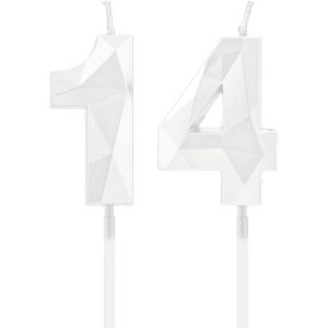 Eryi-Bougies De 14e Anniversaire, Bougies Avec Un Numéro Blanc, Décoration D'anniversaire, Décoration De Gâteau D'anniversaire, Mariages, Anniversaires D'entreprise - Neuf
