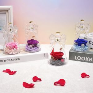 Eternal Rose Gift For Women,Eternal Flower Gift Birthday Woman Wedding,Eternal Rose Guardian Angel Figurine Gift Mum Granny Belle M&egrave;re Christmas Valentine's Day Mother's Day.[S129] - Neuf