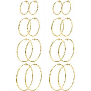 8 Paires De Boucles D'oreilles Clip On Boucles D'oreilles Clip En Acier Inoxydable Pour Femmes Fausses Boucles D'oreilles Cr&iquest;&iquest;Oles Boucles D'oreilles &iquest;&iquest; Ressort Pour Oreilles Non Perc&iquest;&iquest;Es - Neuf