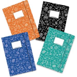 Eryi-4 Cartables Sans Plastique De Haute Qualité Avec Élastique Dans Din A4 | Motif Scribble - Dossier De Courrier Pour Les Élèves - Collecteur De Cahiers - Agrafeuse - Set Numéro 11 - Neuf