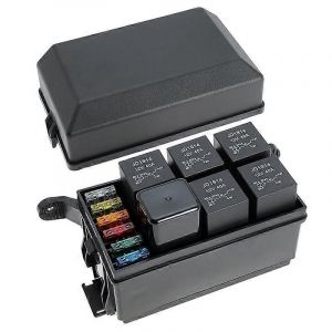 Kit de fusible et de bo&icirc;te de relais 12V avec bloc de relais &agrave; 6 fentes et fusible &agrave; lame ATC/ATO avec broches m&eacute;talliques - Neuf