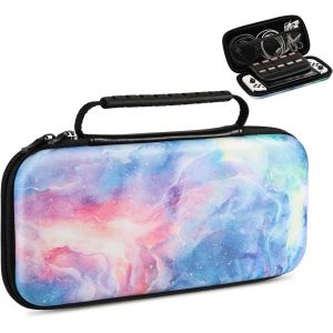 Housse de Protection Compatible avec Switch OLED 2021 & Switch, &Eacute;tui de Rangement avec 10 Emplacement pour Carte de Jeu, Coque en PU Portable pour Manette & Accessoires - Neuf