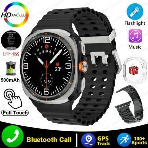 2025 Montre Cor&eacute;enne Ultra 7 Montre Intelligente 500mah Gps Piste Hommes Montre Ip68 Amoled 5.3 Bt Appel Sport Smartwatch Sk7 Pour Android Ios - Neuf