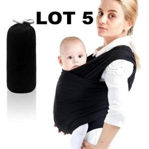 &Eacute;charpe De Portage Porte-B&eacute;b&eacute; Multifonctionnel Pour Nouveau-N&eacute;s Et B&eacute;b&eacute;s Coton Elastique Sans N?Ud Jusqu'&agrave; 15kg - Noir - Neuf