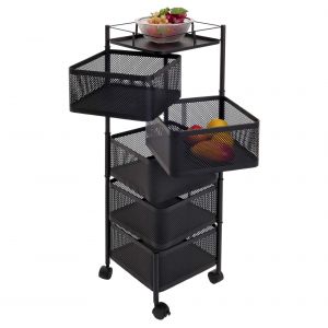 &Eacute;tag&egrave;re roulante HWC-N52, chariot roulant &Eacute;tag&egrave;re multifonctionnelle Rangement cuisine, roulante Paniers pivotants Fer 94x30x30cmnoir - Neuf